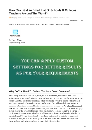 How Can I Get an Email List Of Schools and Colleges Teachers Around The World
