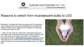 Reasons to switch from incandescent bulbs to LED