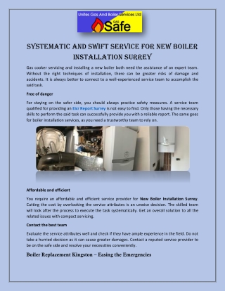 Systematic and Swift Service for New Boiler Installation Surrey