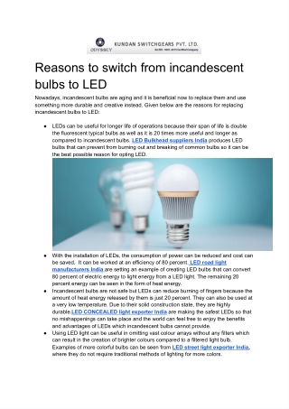 Reasons to switch from incandescent bulbs to LED