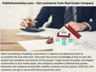 PublicHomeValue.com – Get assistance from Real Estate Company