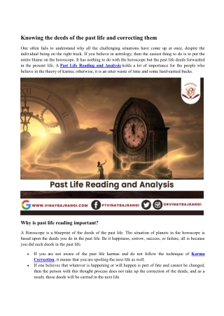 Knowing the deeds of the past life and correcting them
