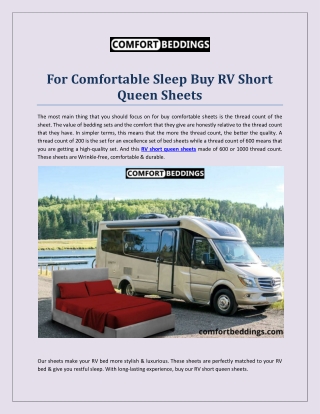 For Comfortable Sleep Buy RV Short Queen Sheets