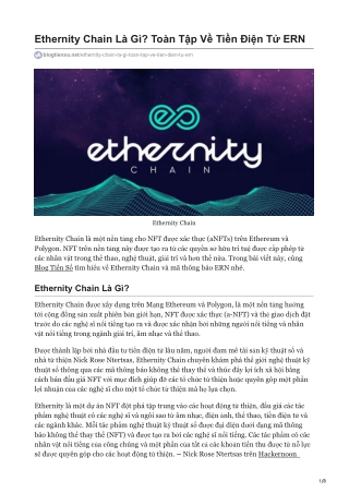 Ethernity Chain Là Gì? Toàn Tập Về Tiền Điện Tử ERN