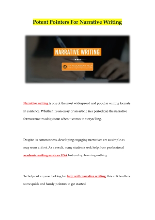 Potent Pointers For Narrative Writing
