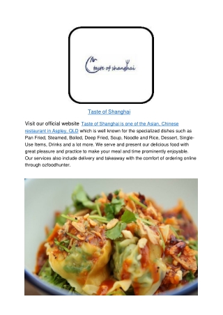 15% Off - Taste of Shanghai-Aspley-Order Food Online,QLD