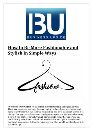 How to Be More Fashionable and Stylish In Simple Ways