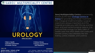 Urology Centre in Patna |Saroj Multispeciality Centre