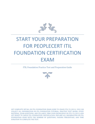 Start Your Preparation for PeopleCert ITIL Foundation Certification Exam