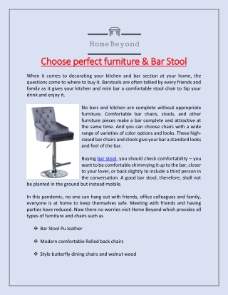 Choose perfect furniture & Bar Stool