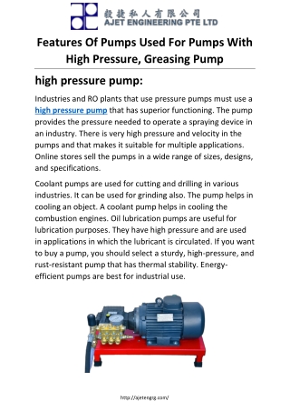 high pressure pump