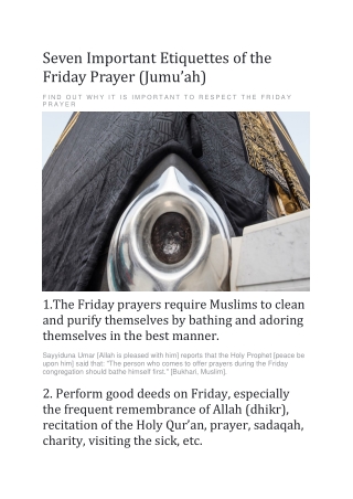Seven Important Etiquettes of the Friday Prayer Jum’ah)