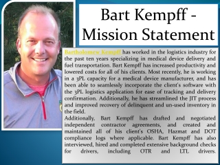 Bart Kempff - The Importance of Logistics