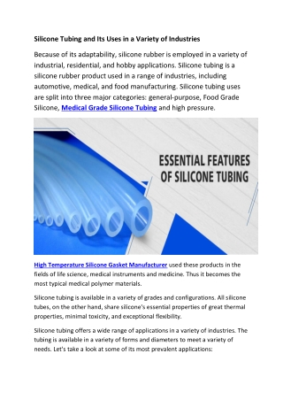 Silicone Tubing and Its Uses in a Variety of Industries