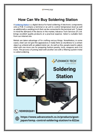 How Can We Buy Soldering Station