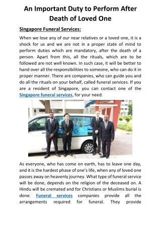 Singapore funeral services