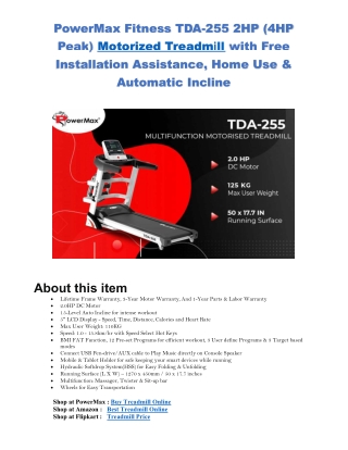 PowerMax Fitness TDA-255 Multifunction Motorized Treadmill