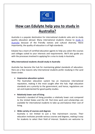 How can Edulyte help you to study in Australia?