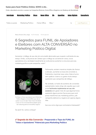 6 Segredos para FUNIL de Apoiadores e Eleitores com ALTA CONVERSÃO no Marketing Político Digital