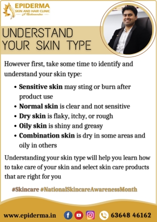 Understand your skin type - Best Dermatologists In Bangalore - Epiderma Clinic