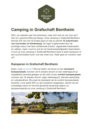 Wilsumer Berge - Camping Bad Bentheim