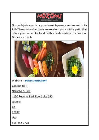 Patios Restaurant  Nozomilajolla.com