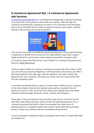 E-commerce Sponsored Ads . E-commerce Sponsored Ads Services