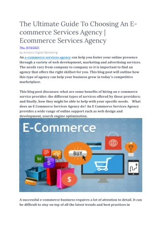The Ultimate Guide To Choosing An E-commerce Services Agency . Ecommerce Services Agency