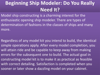 Beginning Ship Modeler: Do You Really Need It?