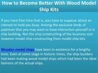 How to Become Better With Wood Model Ship Kits