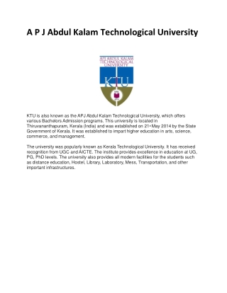 A P J Abdul Kalam Technological University