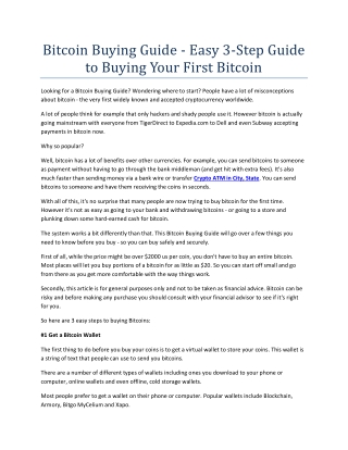 Bitcoin Buying Guide