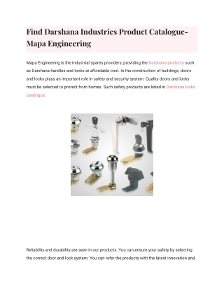 Find Darshana Industries Product Catalogue- Mapa Engineering