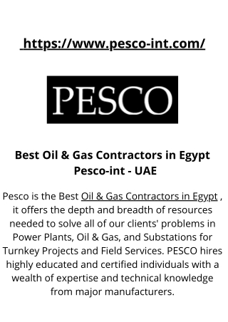 Best Oil & Gas Contractors in Egypt | Pesco-int - UAE