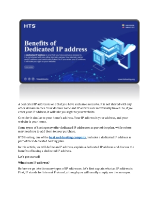 Benefits of Dedicated IP address