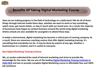 Benefits of taking digital marketing course