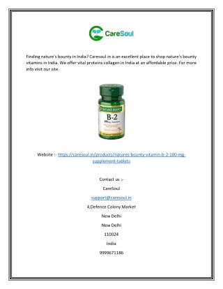 Shop Natures Bounty Vitamins in India  Caresoul.in