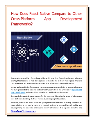 How Does React Native Compare to Other Cross-Platform App Development Frameworks