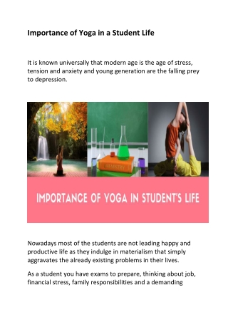 Importance of Yoga in a Student Life