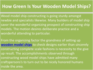 How Green Is Your Wooden Model Ships?