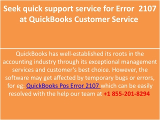 Seek quick support service for Error  2107 at QuickBooks Customer Service 