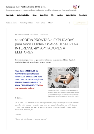 100 COPYs PRONTAS e EXPLICADAS para Você COPIAR USAR e DESPERTAR INTERESSE em APOIADORES e ELEITORES