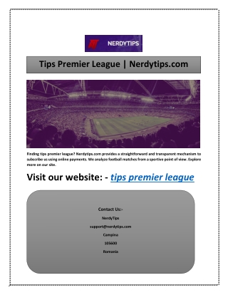 Tips Premier League | Nerdytips.com