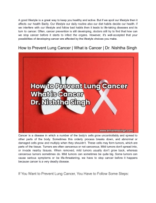 How to Prevent Cancer _ Best Lungs Cancer Doctors in Jaipur