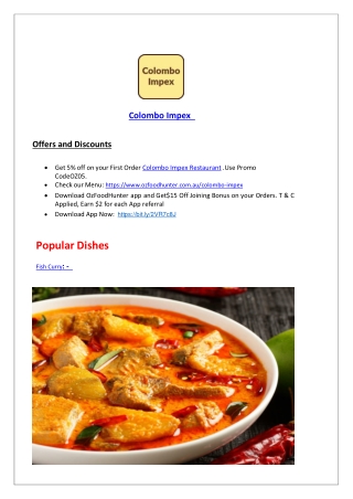 5% Off - Colombo Impex Srilankan Food Menu Dandenong, VIC