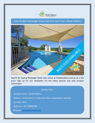 Find The Best Rectangle Shade Sails At A Low Price | Shade Matters