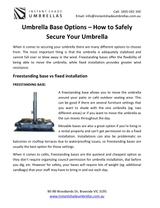 Umbrella Base Options – How to Safely Secure Your Umbrella