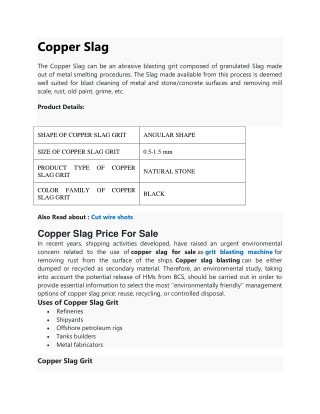 Copper Slag | Copper Slag Manufacturer and Suppliers in India