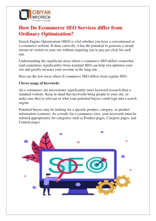 How Do Ecommerce SEO Services differ From Ordinary Optimization