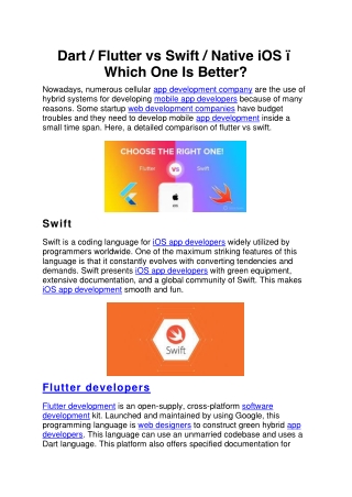 Dart  Flutter vs Swift  Native iOS  Which One Is Better